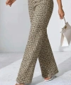 Kadın Yüksek Bel Paçaya Doğru Geniş Dokuma Pantolon