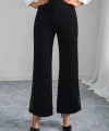 Kadın Yüksek Bel Yanlardan Tül Detaylı Ithal Krep Pantolon