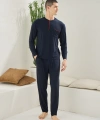Kocabey 9220 Erkek Midi Yaka Uzun Kol Pijama Takım