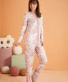 PJS 28017 Kadın Uzun Kol Önü Düğmeli Pijama Takım