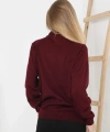 Yarım Boğaz Triko Kazak Yumuşak Dokulu Pamuklu Ince Dokuma, Uzun Kollu Rahat Regular Kalıp - Bordo