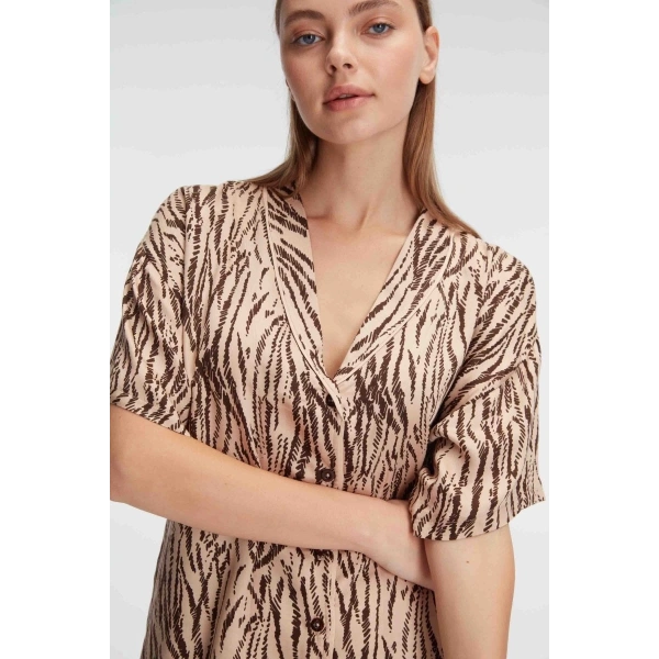 Anıl Kadın Kısa Kol Viskon Kumaş Desenli Pijama Takımı