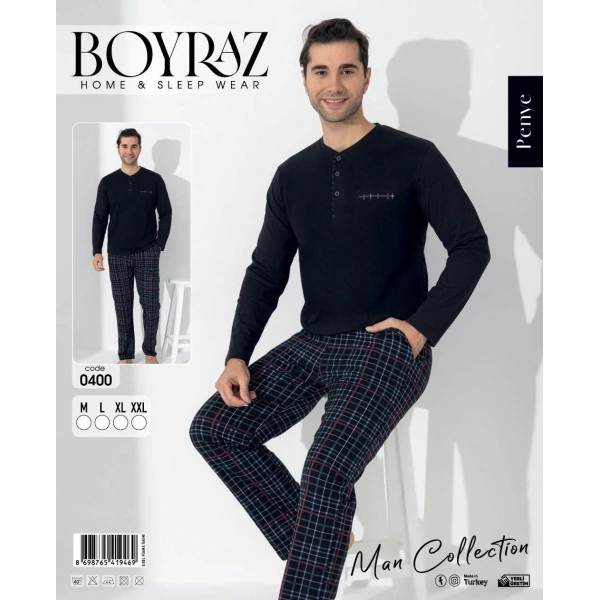 Boyraz 0400 Erkek Uzun Kol Pijama Takımı