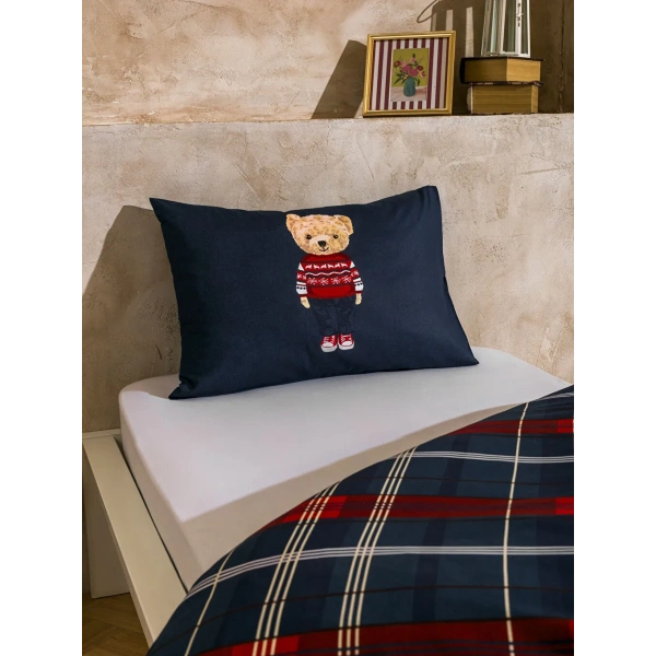 HOME Ayı Teddy Baskılı %100 Pamuklu Tek Kişilik Nevresim Seti 160x220 cm