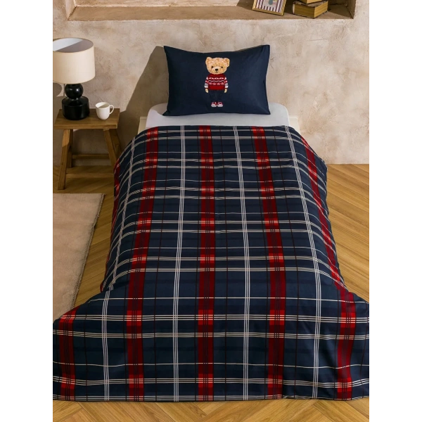 HOME Ayı Teddy Baskılı %100 Pamuklu Tek Kişilik Nevresim Seti 160x220 cm