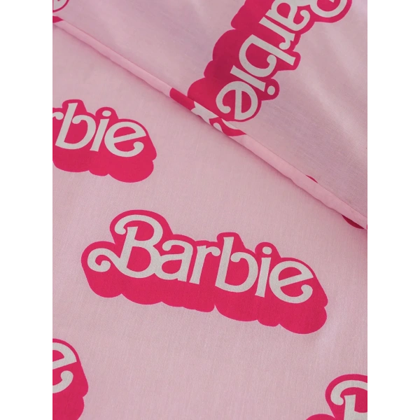 HOME Pembe Barbie Baskılı Tek Kişilik Nevresim Seti 160x220/50x70 cm