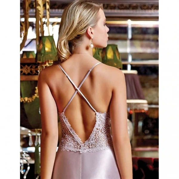 Jeremi Saten 6lı Uzun Gecelikli Sabahlık Takım