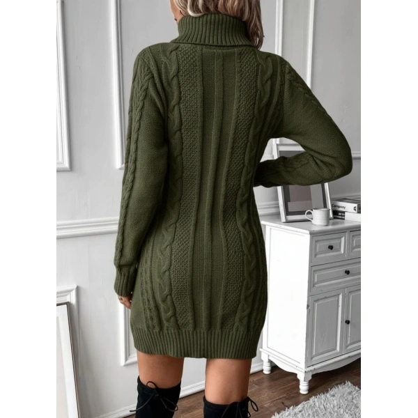 Kadın Balıkçı Yaka Mini Triko Elbise