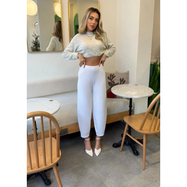 Kadın Krep Kumaş Balon Pantolon