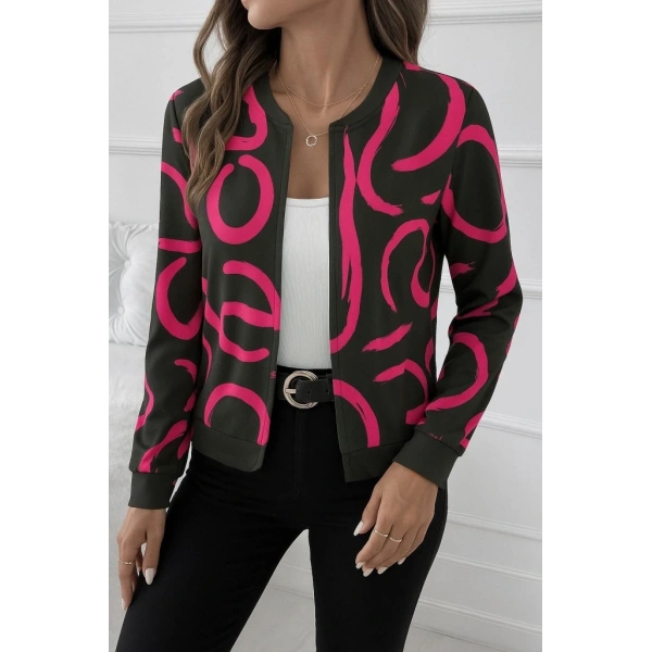 Kadın Uzun Kollu önden Fermuarlı Kısa şardonlu Dalgıç Ceket