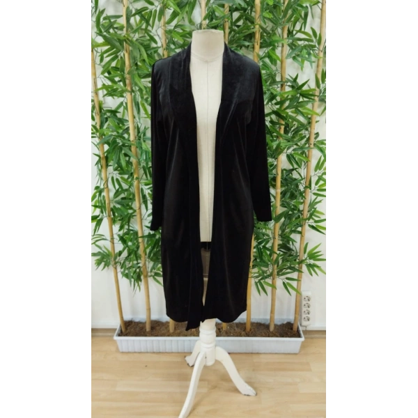 Kadın Uzun Kollu önü Açık Kolları Uzun Midi Ceket