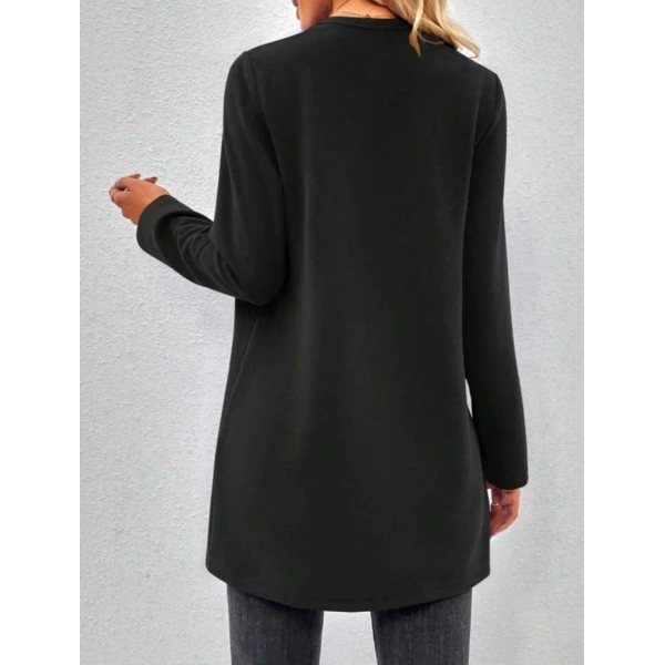 Kadın Uzun Kollu önü Açık Uzun Modal Ceket