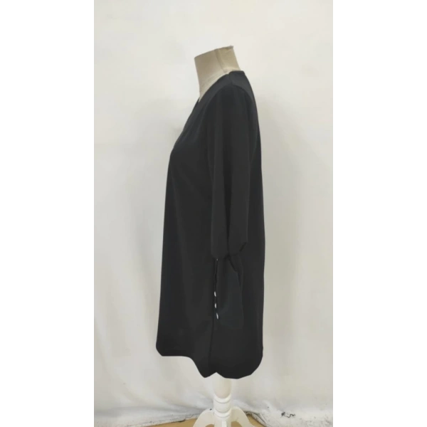 Kadın Uzun Kollu V Yakalı Kısa Ithal Krep Elbise