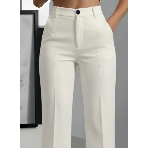 Kadın Yüksek Bel Cepli Ithal Krep Pantolon