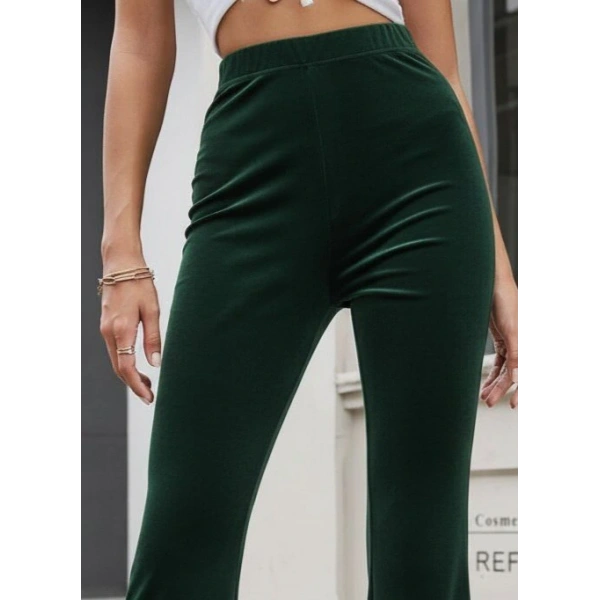 Kadın Yüksek Bel Paçaya Doğru Genişleyen Kadife Pantolon