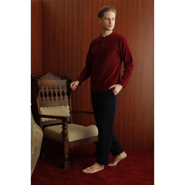 Kocabey 7306 Midi Yaka Polar Uzun Kol Pijama Takım