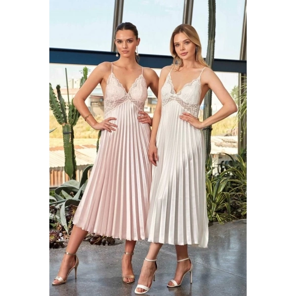 Nurteks Kadın Uzun Saten Gecelik