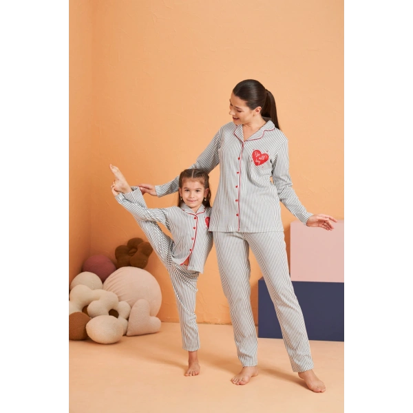 Pjs 28064 Kadın Düğmeli Pijama Takım