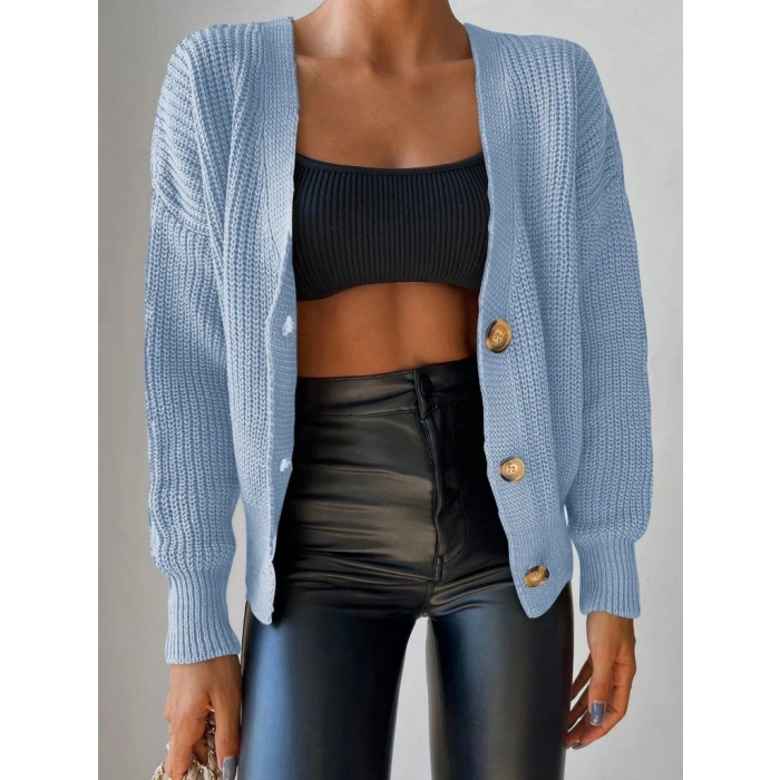 Düğme Detay Triko Bluz