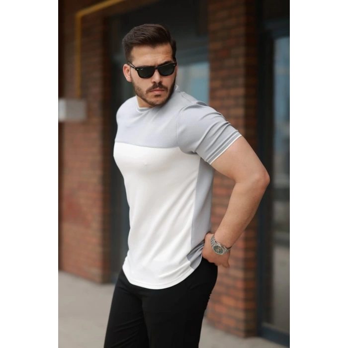 Erkek Parçalı Renk Kısa Kollu Tişört