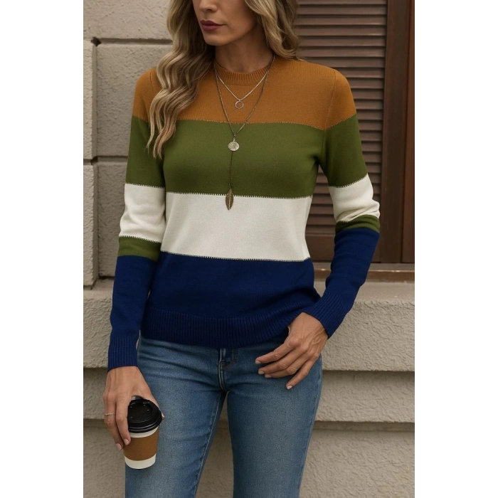 Kadın Uzun Kollu Yarı Balıkçı Yaka Triko Kazak