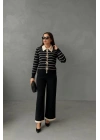 Kadın şerit Detay Bol Paça Pantolu ıkılı Takım