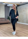 Kadın Uzun Kollu Kapşonlu Viskon Iki Iplik Bluz Ve Pantolon Ikili Takım