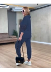 Kadın Uzun Kollu Kapşonlu Viskon Iki Iplik Bluz Ve Pantolon Ikili Takım