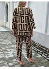 Kadın Uzun Kollu önü Açık Desenli Iki Iplik Ceket Ve Pantolon Ikili Takım