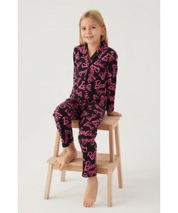 Barbie 1767-G Kız Çocuk Garson Gömlek Pijama Takımı