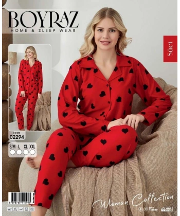 Boyraz 02294 Kadın Süet Uzun Kol Pijama Takımı