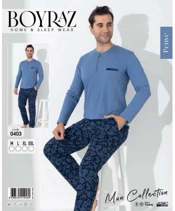 Boyraz 0403 Erkek Uzun Kol Pijama Takımı