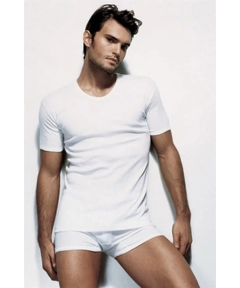 Çift Kaplan  Bisiklet Yaka İnterlok Kumaş Erkek Atlet