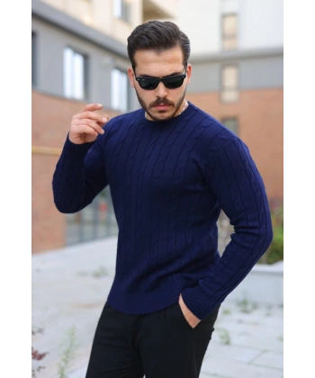 Erkek örgü Desen Bisiklet Yaka Kazak