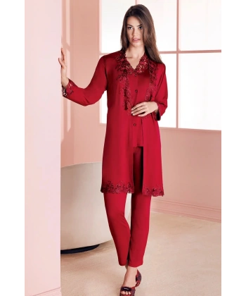 Espuar 752 Penye 3lü Sabahlık Pijama Takımı