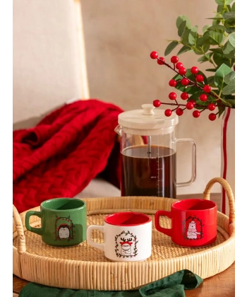 HOME Yılbaşı Temalı We Bare Bears Baskılı 3lü Porselen Kupa Seti 184 Ml