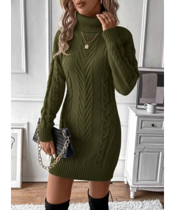 Kadın Balıkçı Yaka Mini Triko Elbise