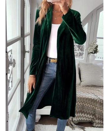 Kadın Uzun Kollu önü Açık Kolları Uzun Midi Ceket