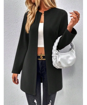 Kadın Uzun Kollu önü Açık Uzun Modal Ceket