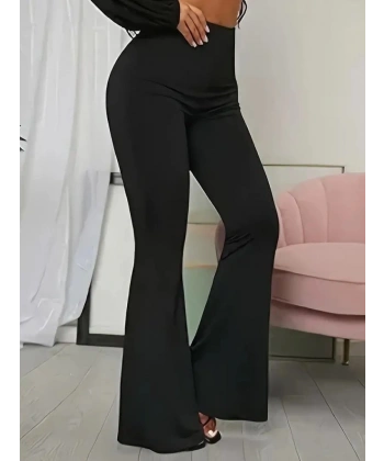 Kadın Yüksek Bel Ispanyol Paça Dalgıç Pantolon