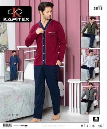 Kapitex 5818 Erkek Uzun Kol Patlı Pijama Takımı