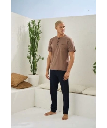 Kocabey 2090 Erkek Midi Yaka Pijama Takım