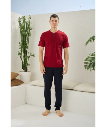 Kocabey 2090 Erkek Midi Yaka Pijama Takım