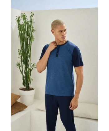 Kocabey 2205 Erkek Battal Midi Yaka Pijama Takım