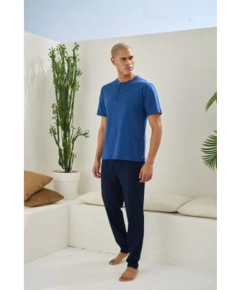 Kocabey 2207 Erkek Battal Midi Yaka Pijama Takım