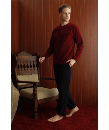 Kocabey 7306 Midi Yaka Polar Uzun Kol Pijama Takım