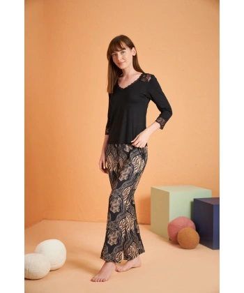 PJS 28040 Kadın V Yaka Pijama Takım