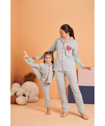 Pjs 28064 Kadın Düğmeli Pijama Takım