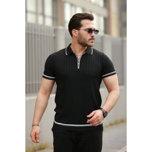 Erkek Fermuarlı Yakalı Kısa Kollu T-shirt