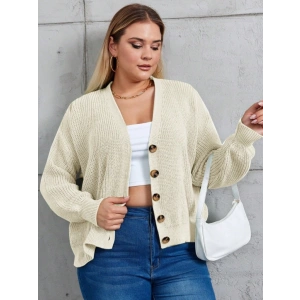 Kadın Beş Düğme Büyük Beden Triko Hırka